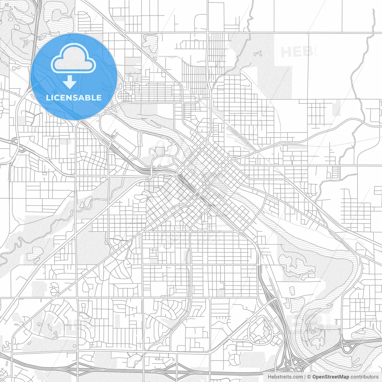 Waterloo, Iowa, USA, bright outlined vector map
