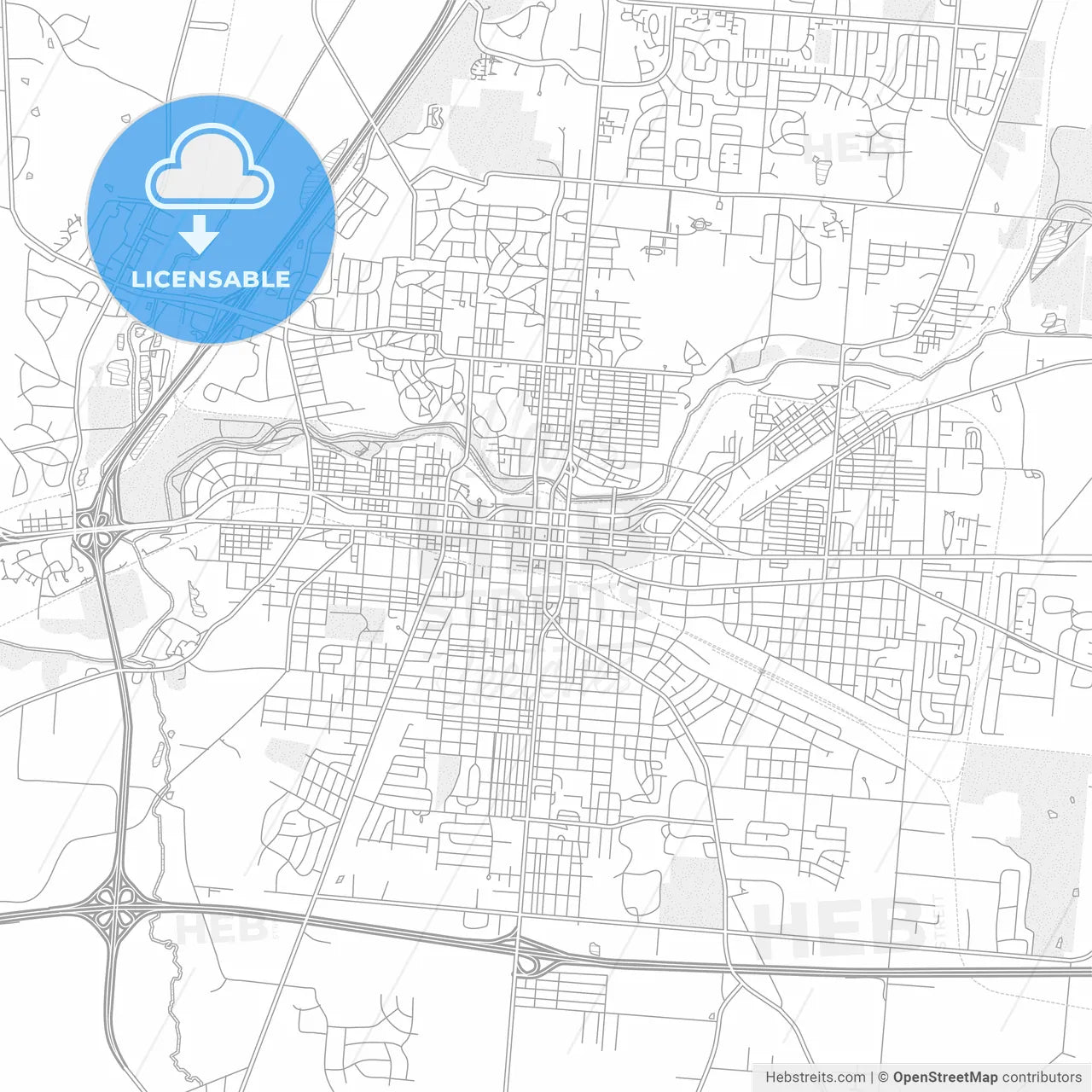 Springfield, Ohio, USA, bright outlined vector map
