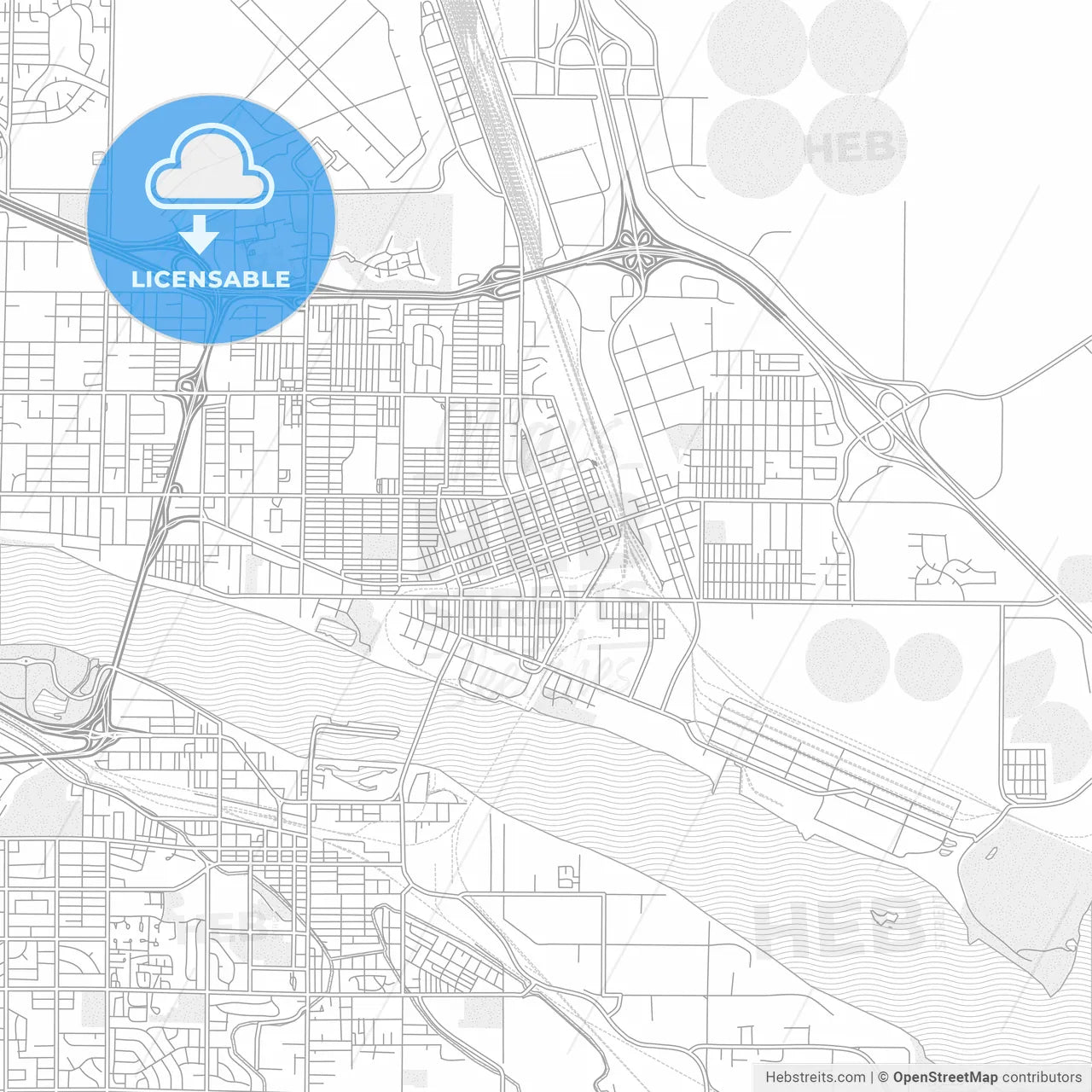 Pasco, Washington, USA, bright outlined vector map