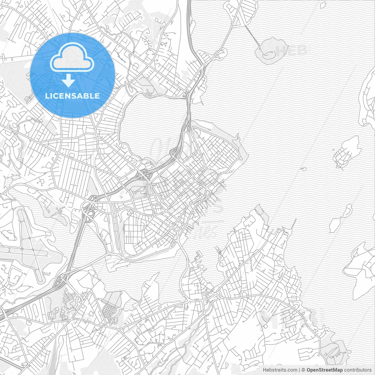 Portland, Maine, USA, bright outlined vector map