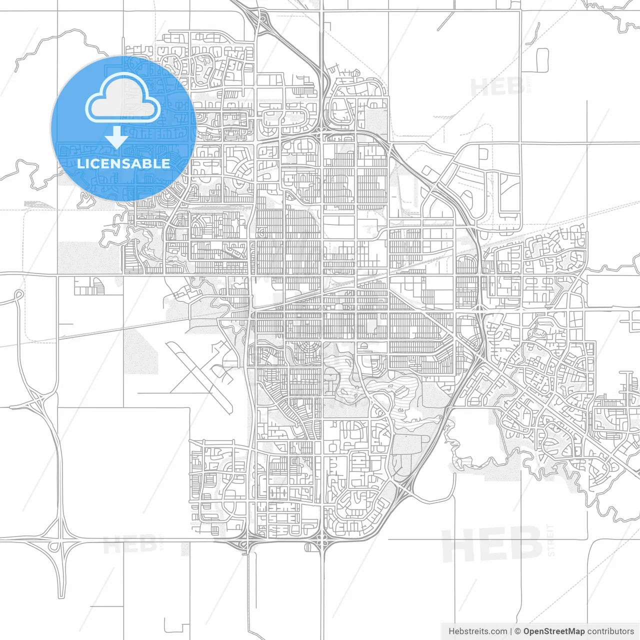 Regina, Saskatchewan, Canada, bright outlined vector map