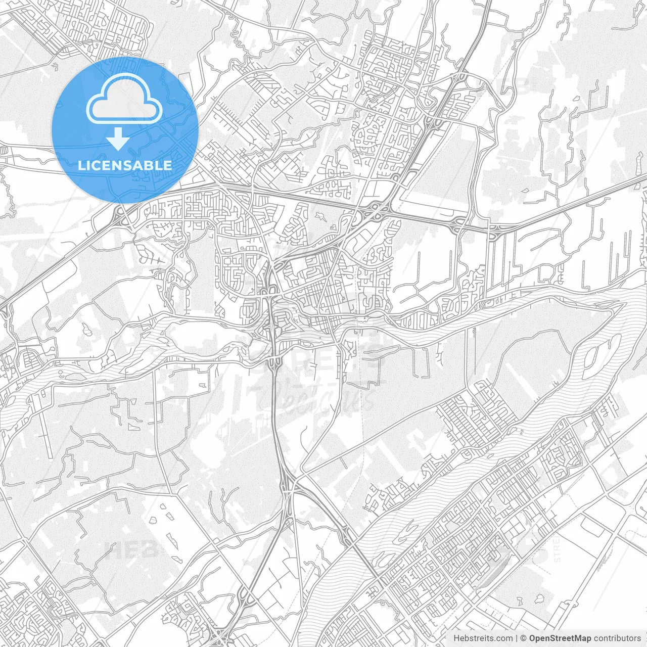 Terrebonne, Quebec, Canada, bright outlined vector map