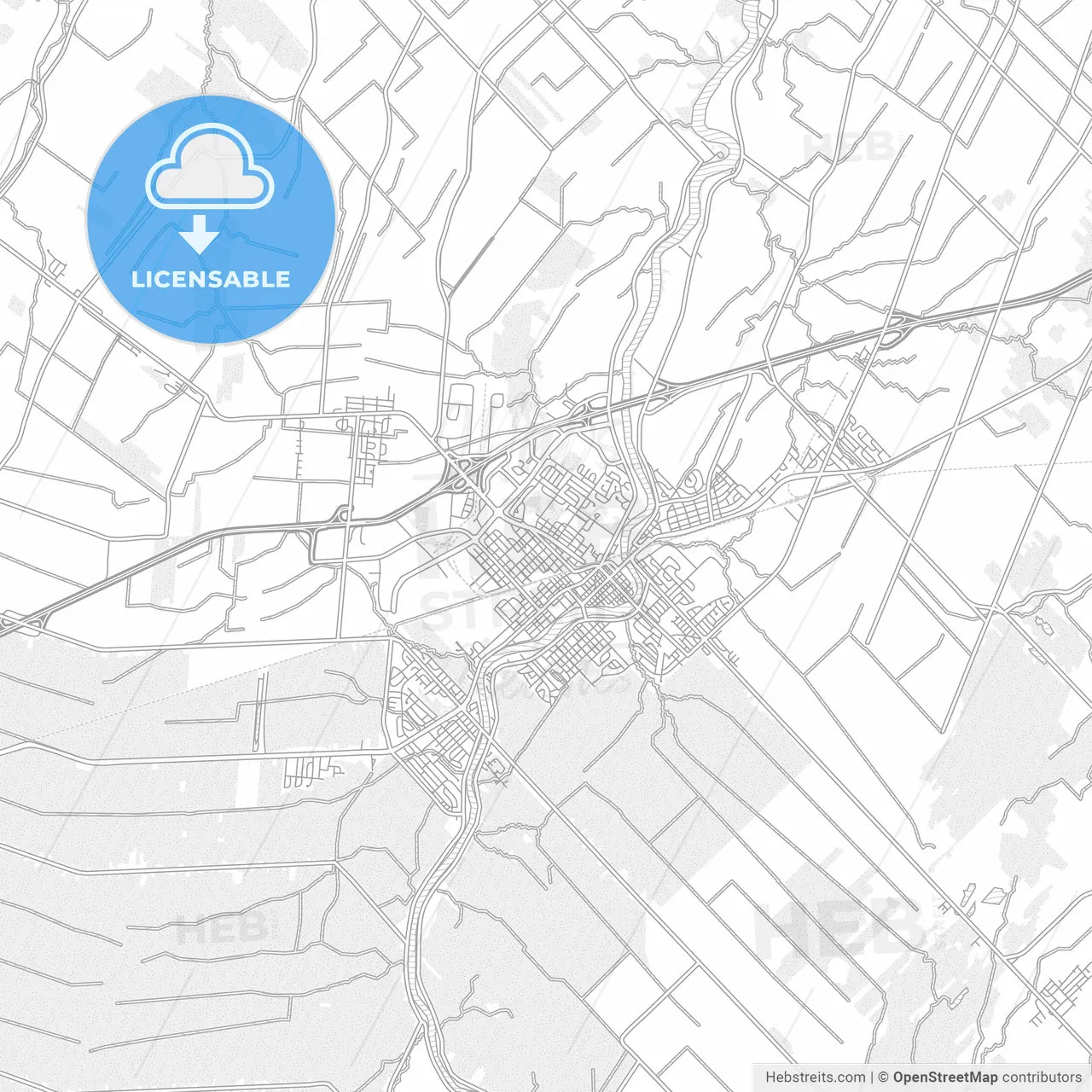 Saint-Hyacinthe, Quebec, Canada, bright outlined vector map