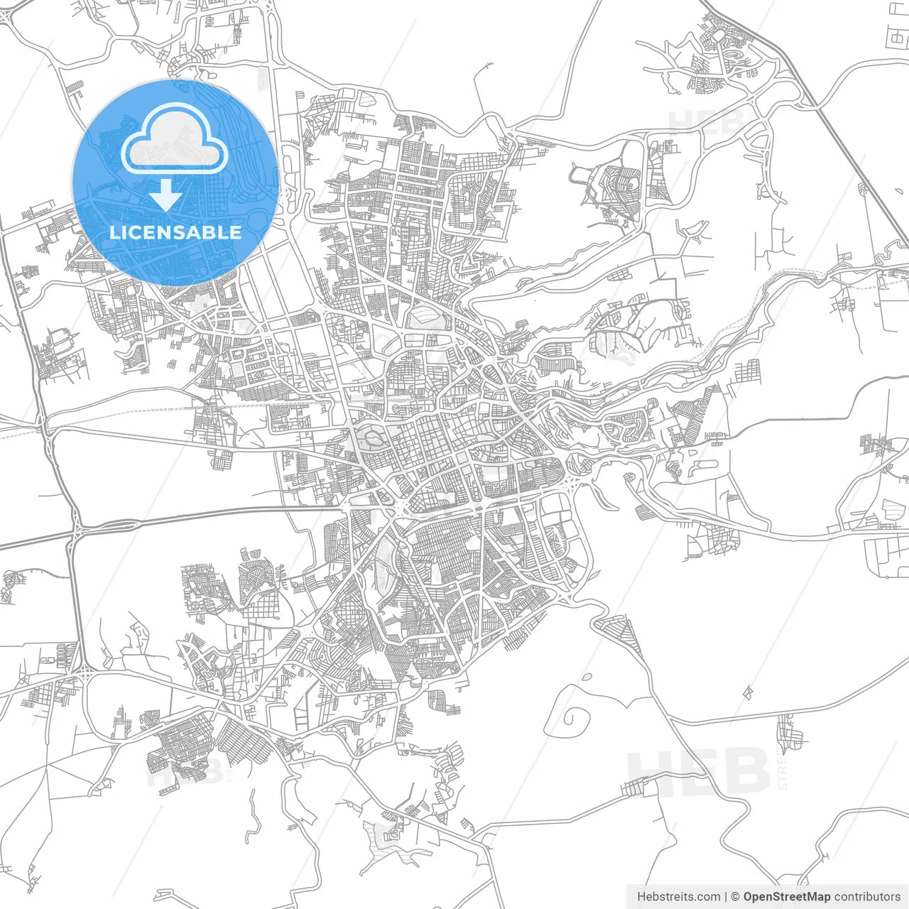 Querétaro, Querétaro, Mexico, bright outlined vector map