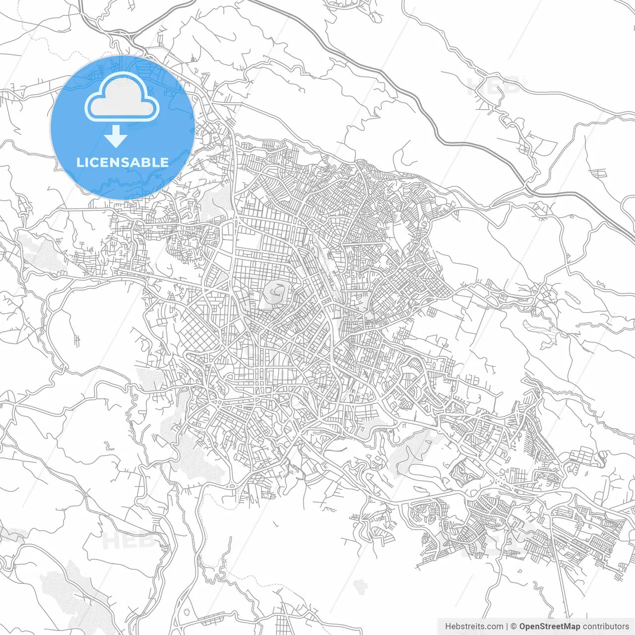 Xalapa, Veracruz, Mexico, bright outlined vector map