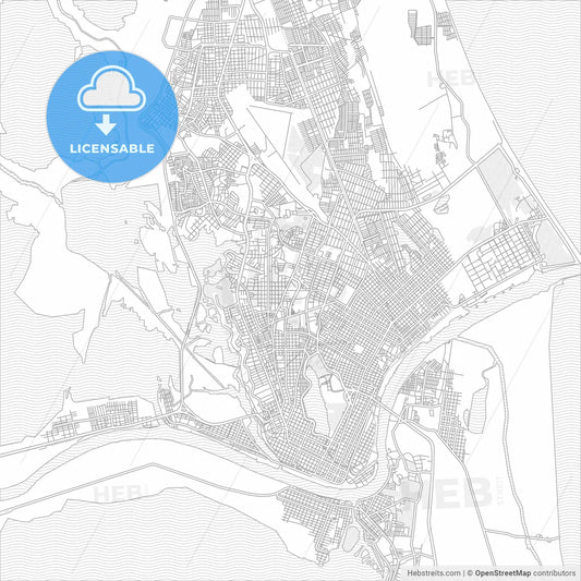 Tampico, Tamaulipas, Mexico, bright outlined vector map