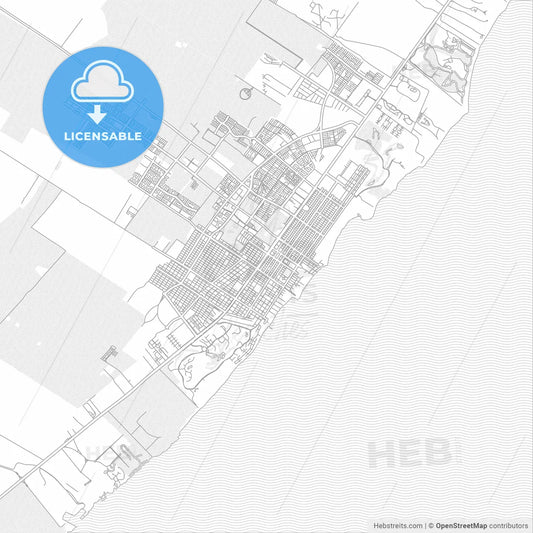 Playa del Carmen, Quintana Roo, Mexico, bright outlined vector map