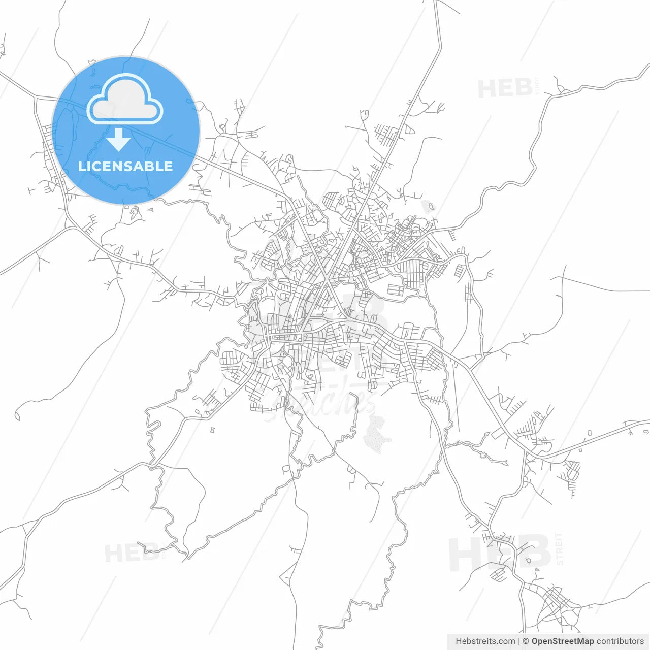 Santiago, Veraguas, Panama, bright outlined vector map