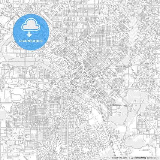 Dallas, Texas, USA, bright outlined vector map