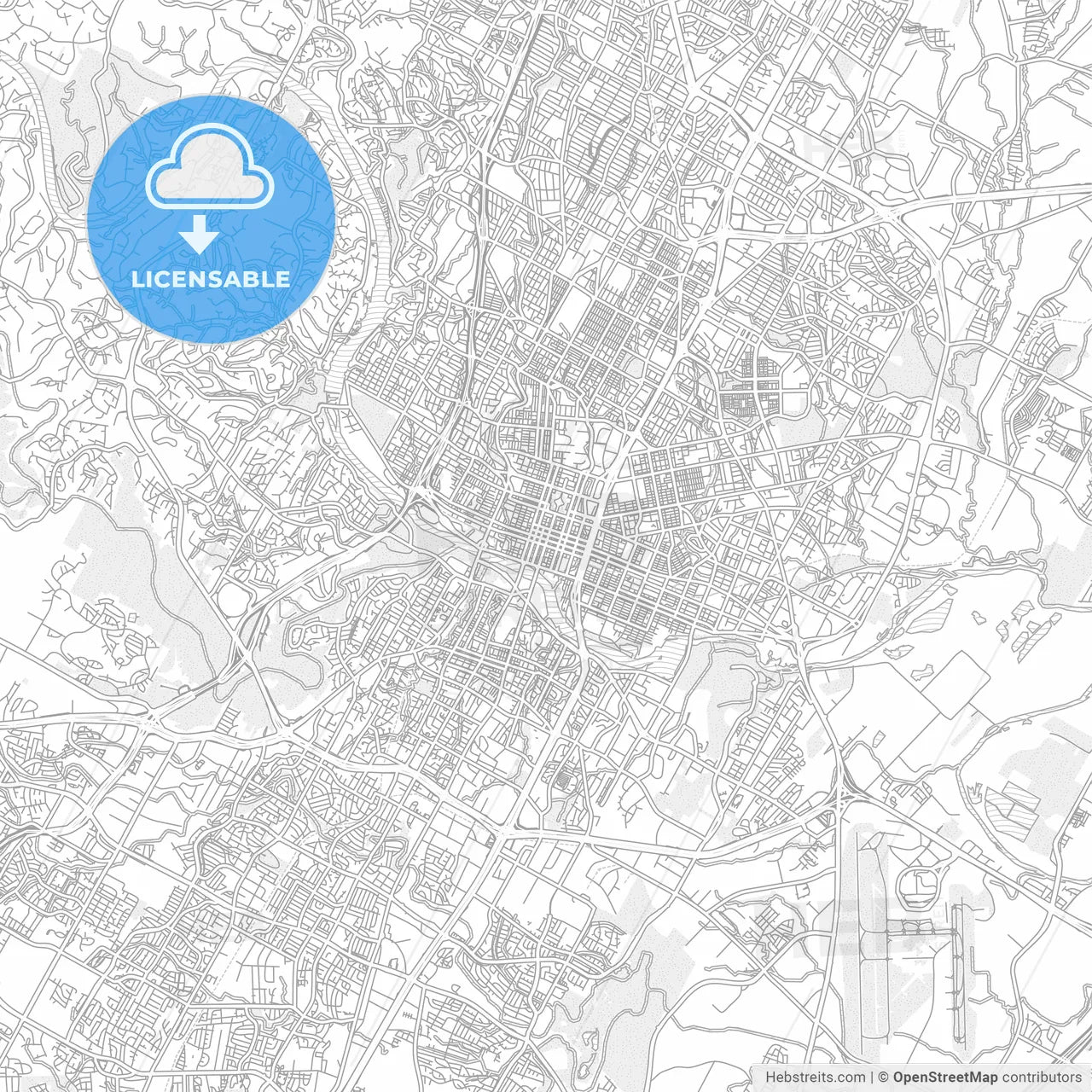 Austin, Texas, USA, bright outlined vector map