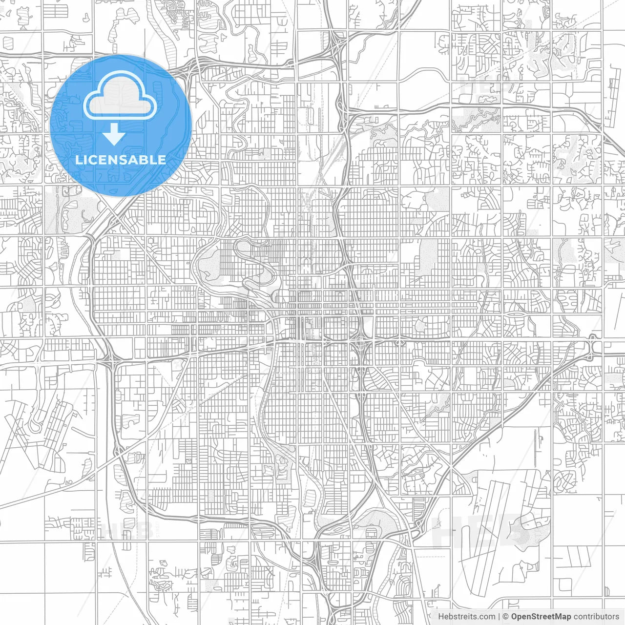 Wichita, Kansas, USA, bright outlined vector map