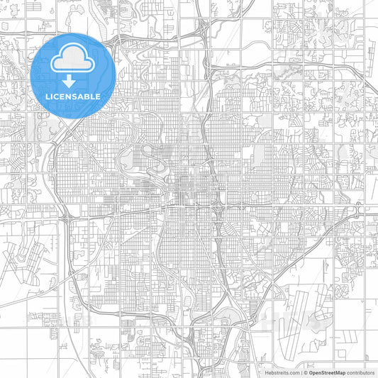 Wichita, Kansas, USA, bright outlined vector map