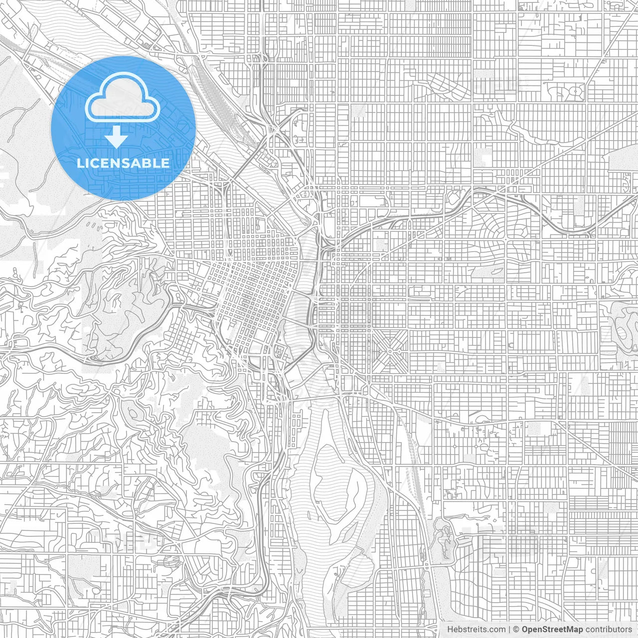 Portland, Oregon, USA, bright outlined vector map
