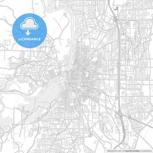 Salem, Oregon, USA, bright outlined vector map