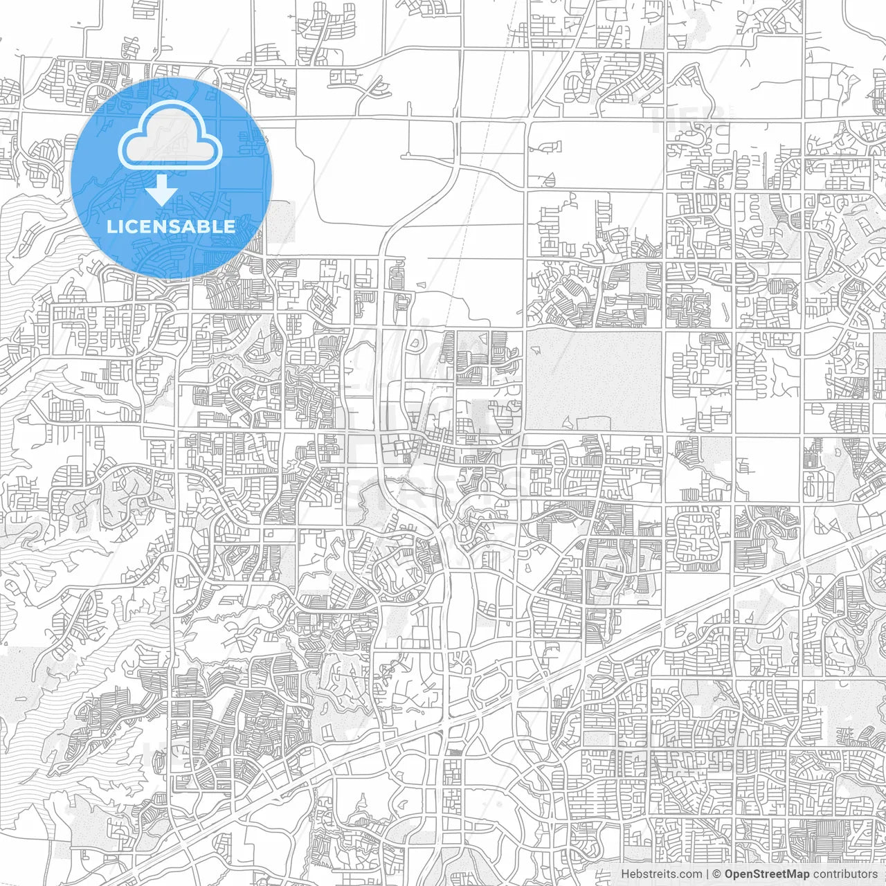 Frisco, Texas, USA, bright outlined vector map