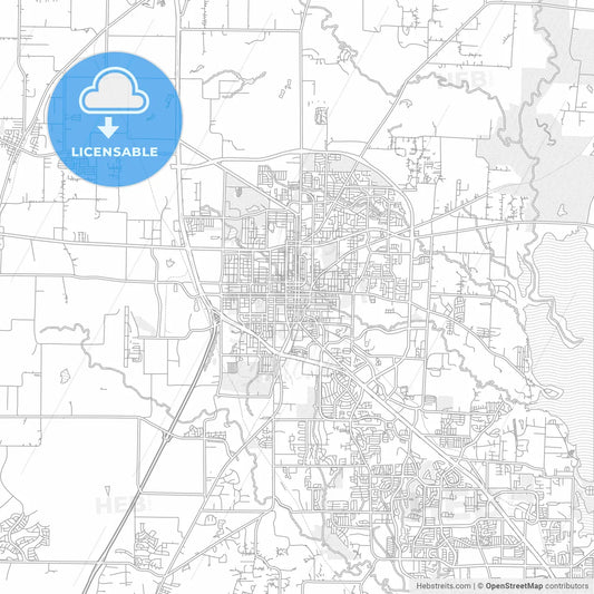 Denton, Texas, USA, bright outlined vector map