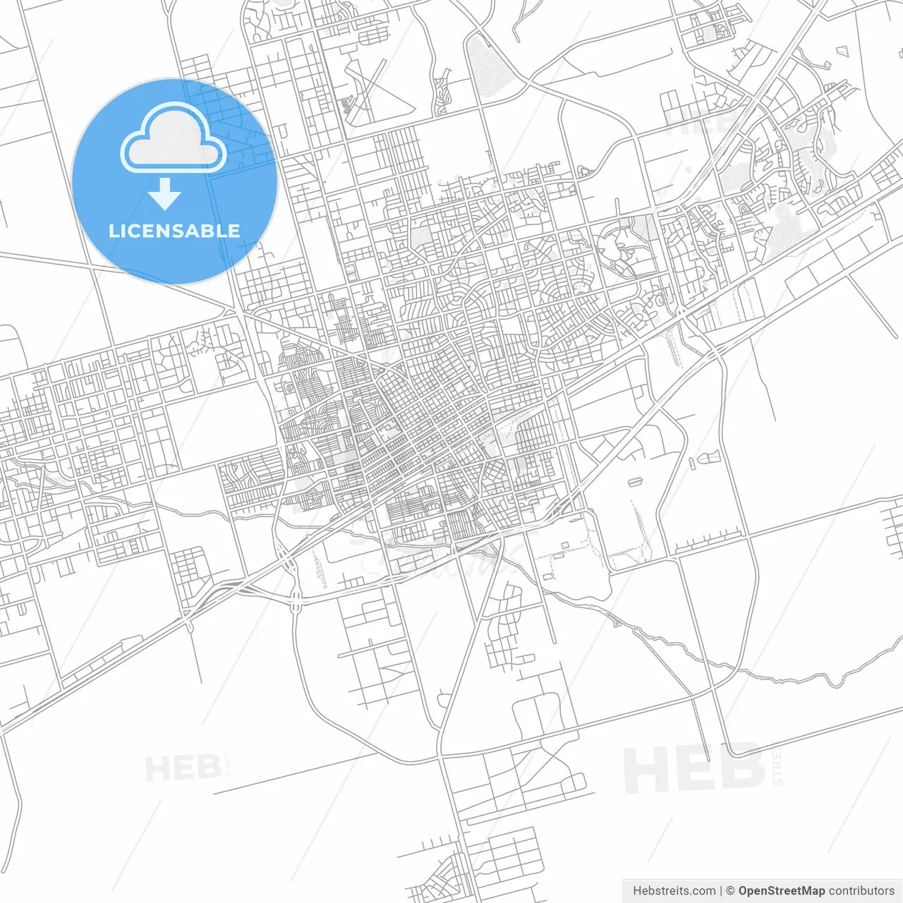 Odessa, Texas, USA, bright outlined vector map