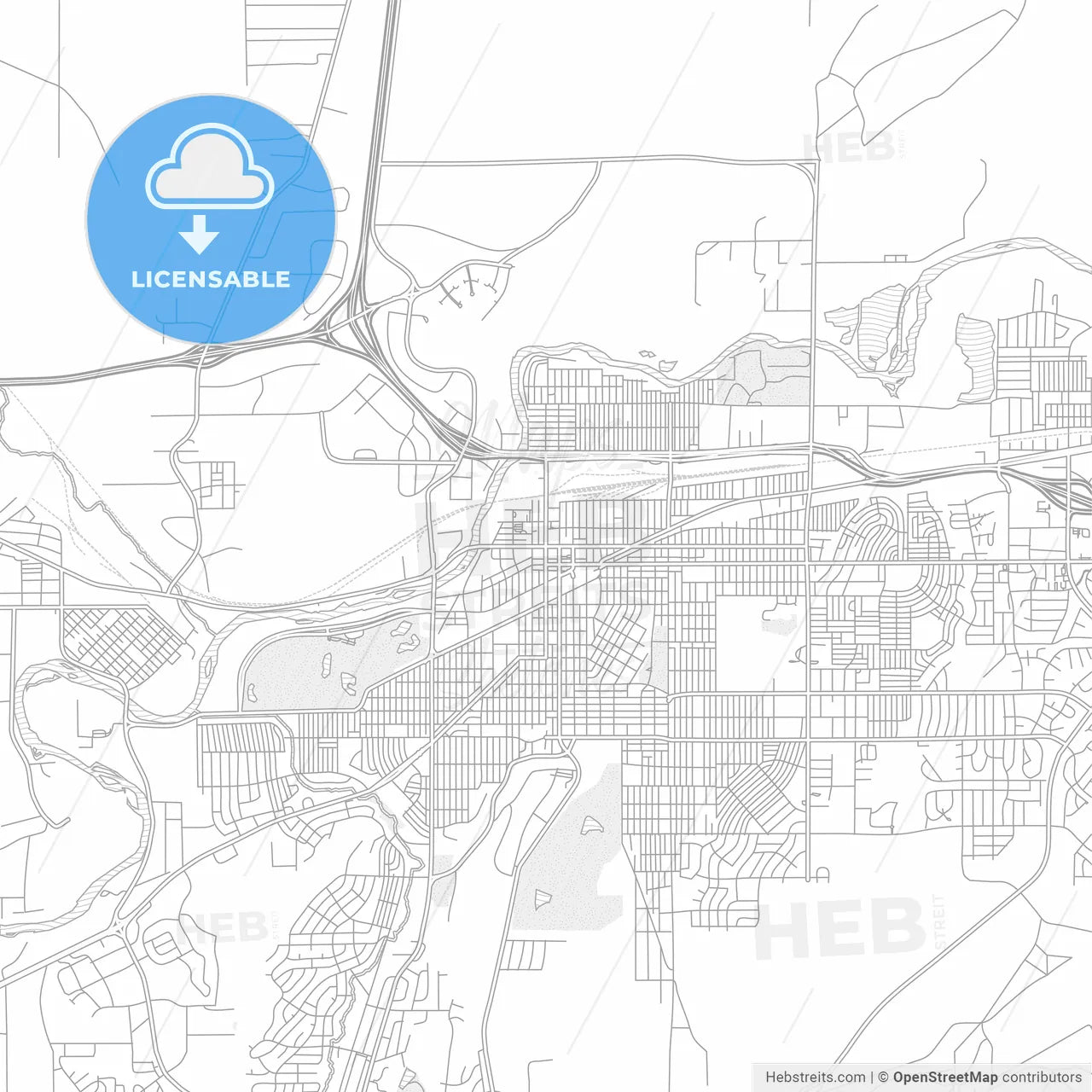 Casper, Wyoming, USA, bright outlined vector map