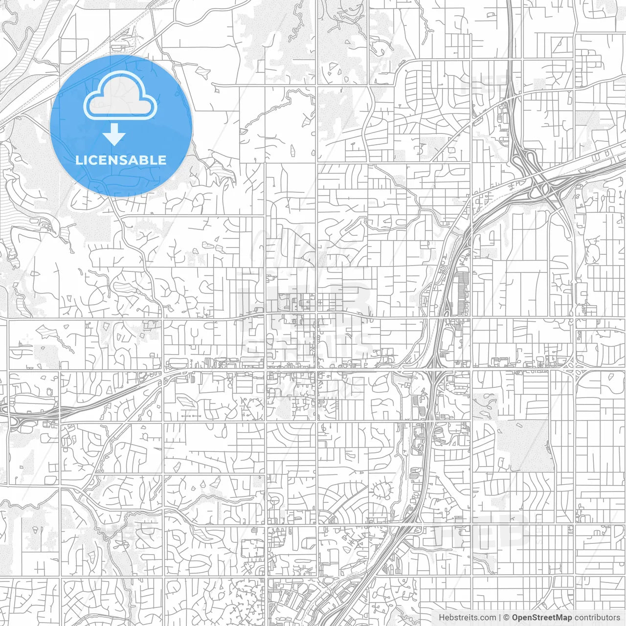 Shawnee, Kansas, USA, bright outlined vector map