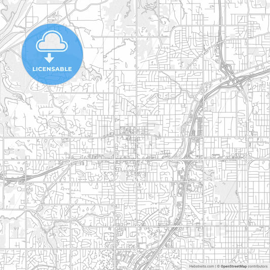 Shawnee, Kansas, USA, bright outlined vector map