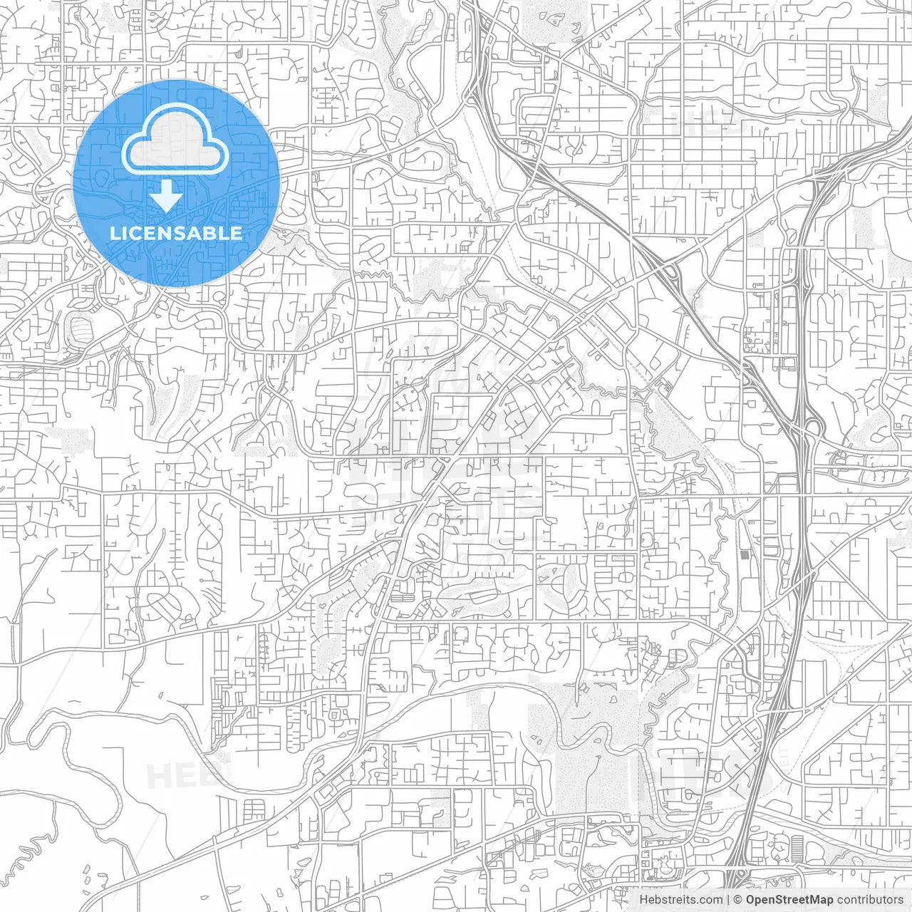 Tigard, Oregon, United States of America, bright outlined vector map