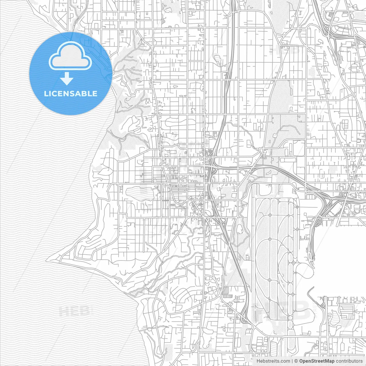 Burien, Washington, United States of America, bright outlined vector map