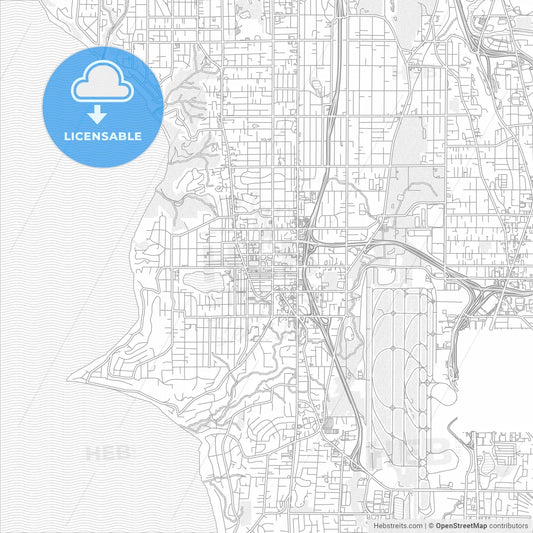 Burien, Washington, United States of America, bright outlined vector map