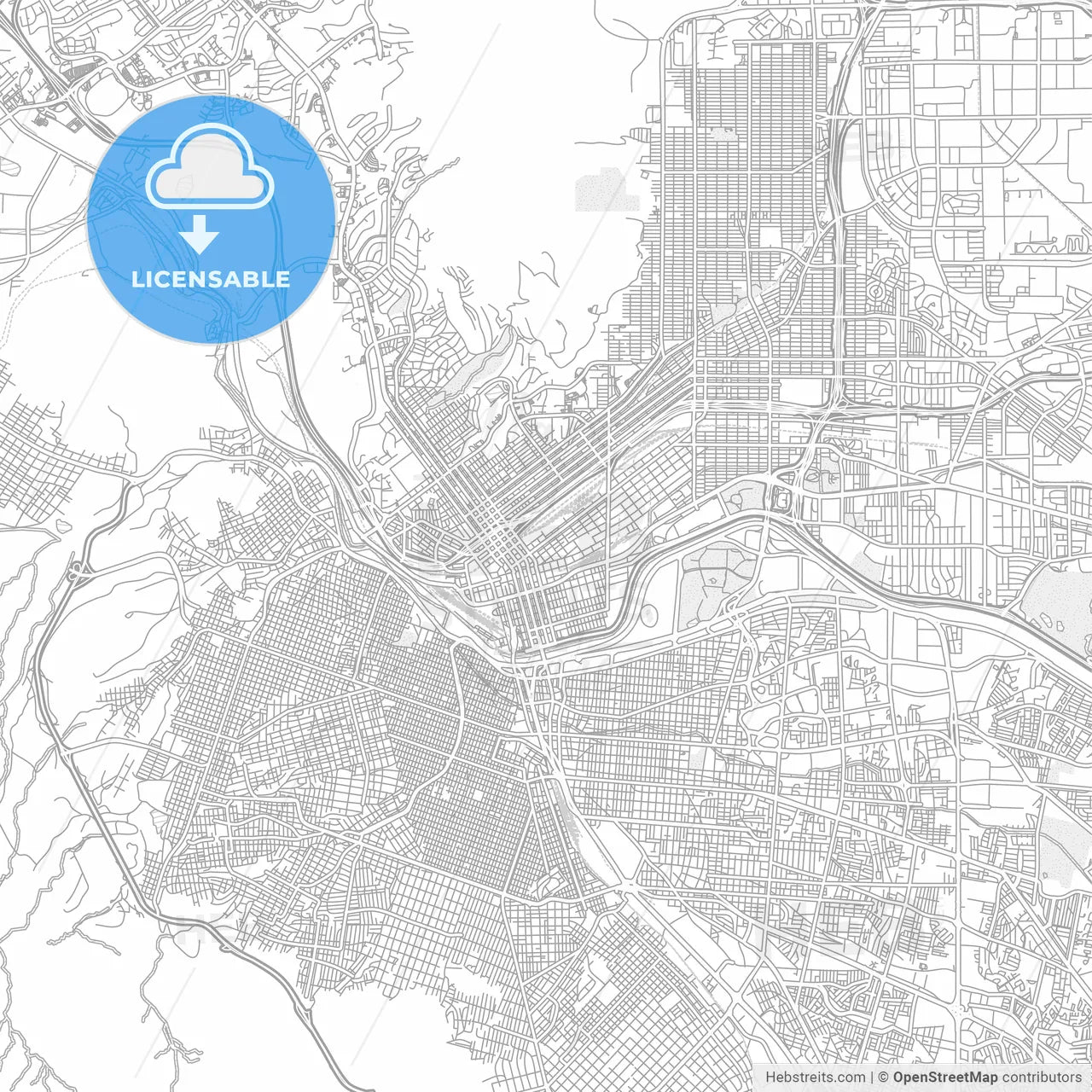 El Paso, Texas, USA, bright outlined vector map