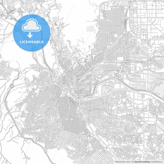 El Paso, Texas, USA, bright outlined vector map