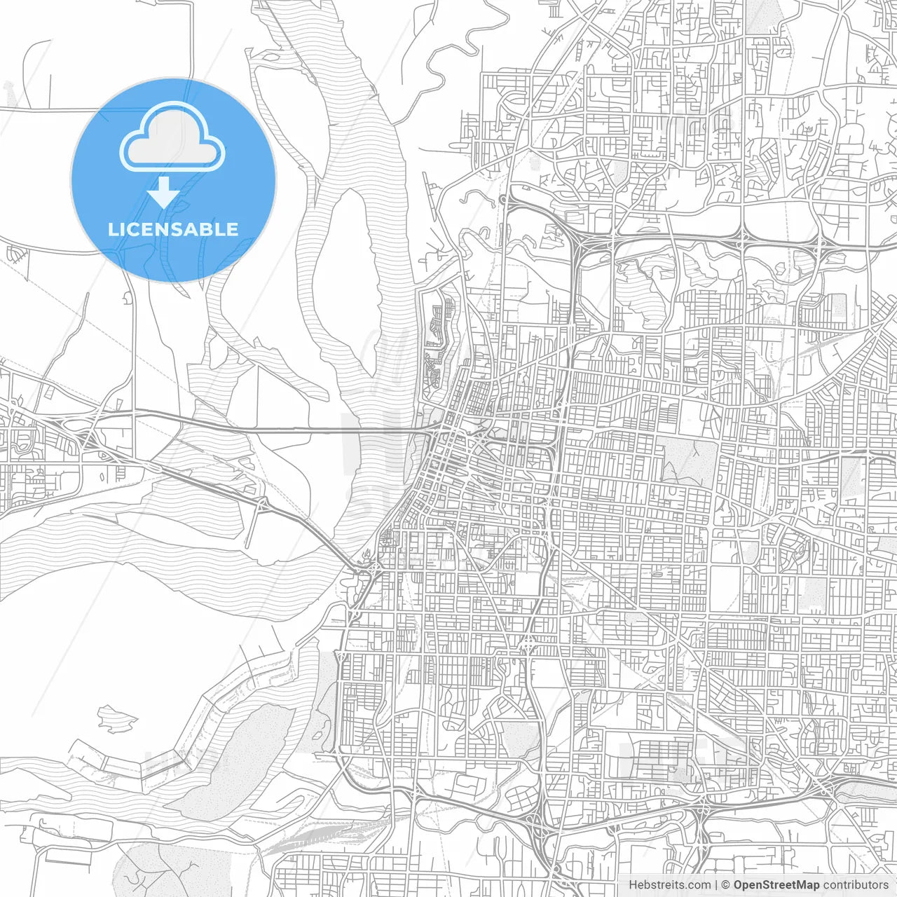 Memphis, Tennessee, USA, bright outlined vector map