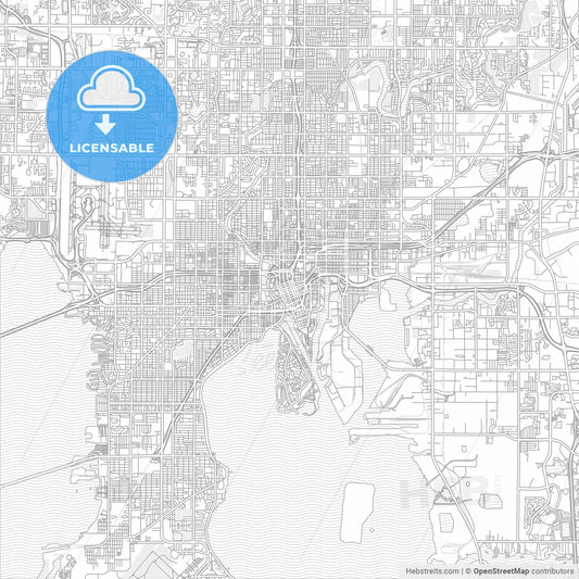 Tampa, Florida, USA, bright outlined vector map