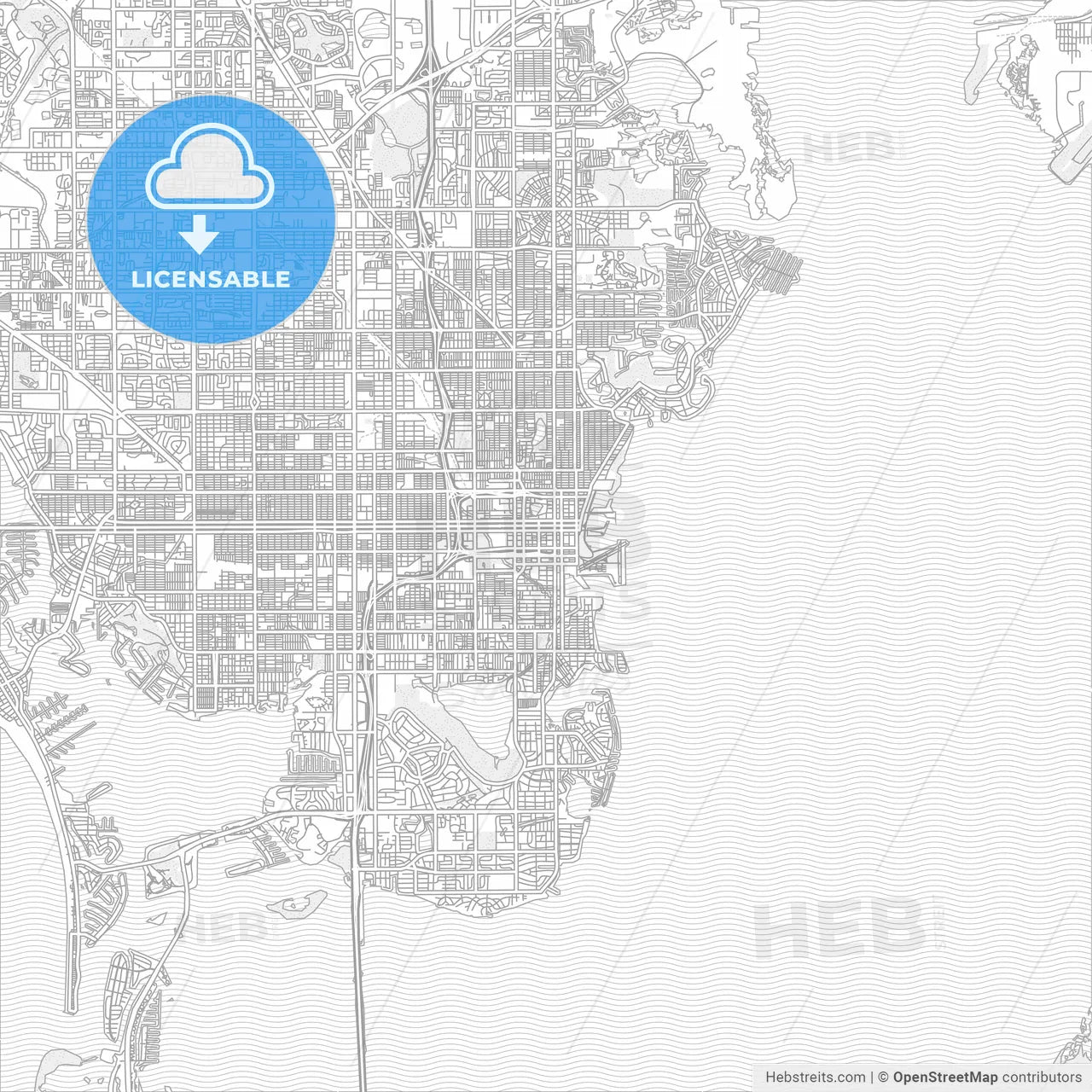 St. Petersburg, Florida, USA, bright outlined vector map