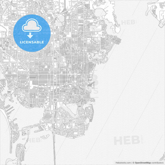 St. Petersburg, Florida, USA, bright outlined vector map