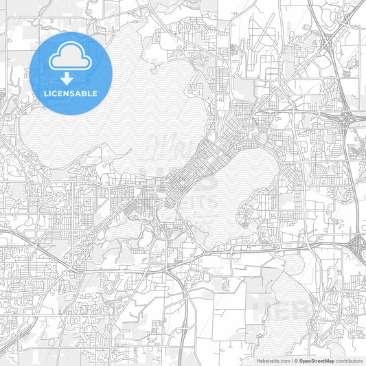 Madison, Wisconsin, USA, bright outlined vector map