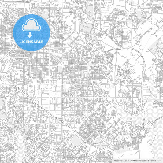 Garland, Texas, USA, bright outlined vector map