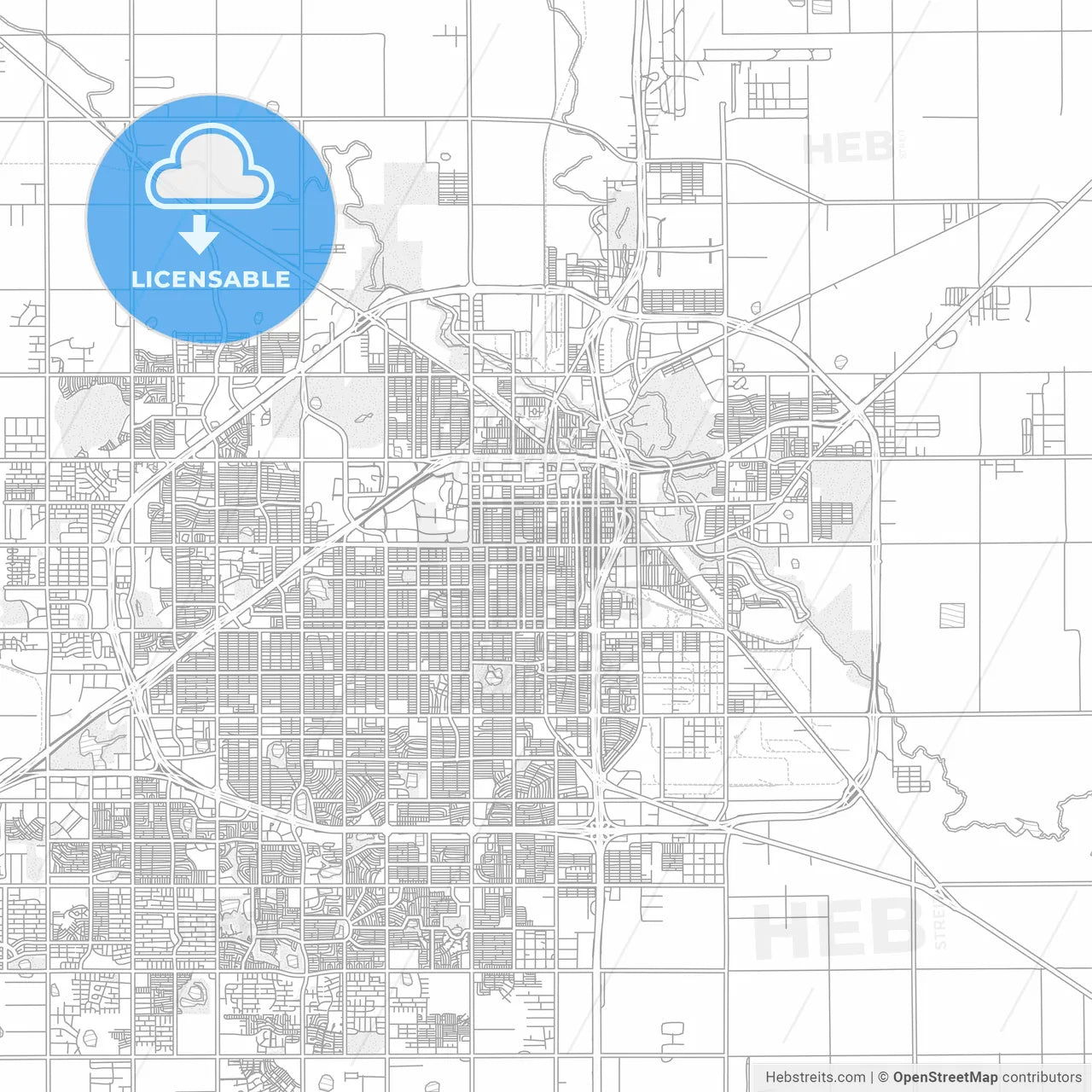 Lubbock, Texas, USA, bright outlined vector map