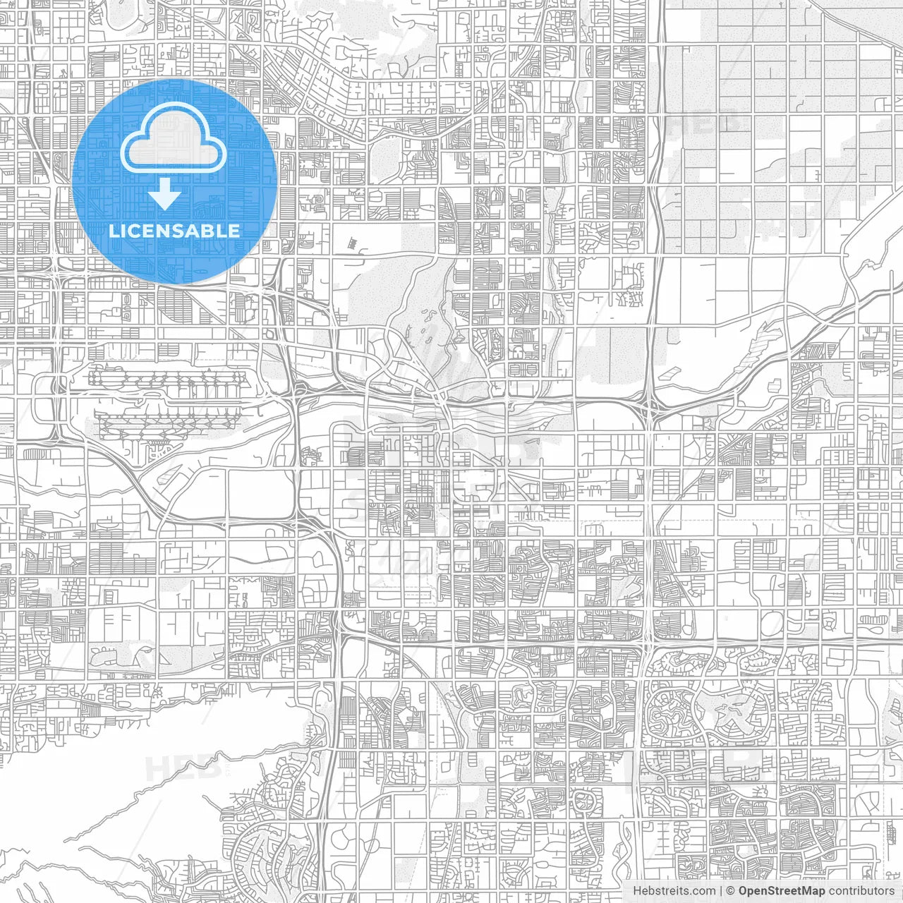 Tempe, Arizona, USA, bright outlined vector map