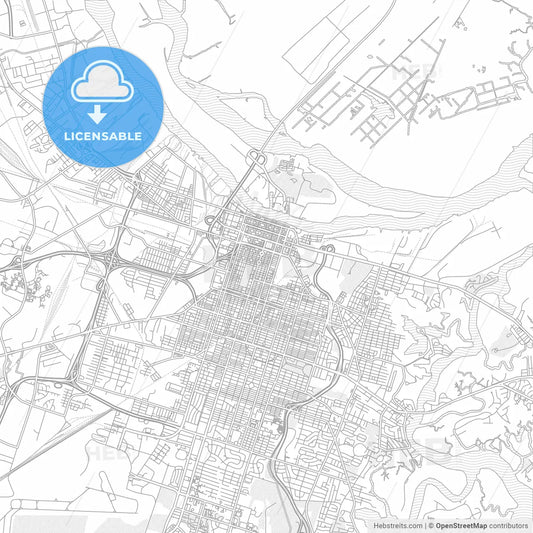 Savannah, Georgia, USA, bright outlined vector map