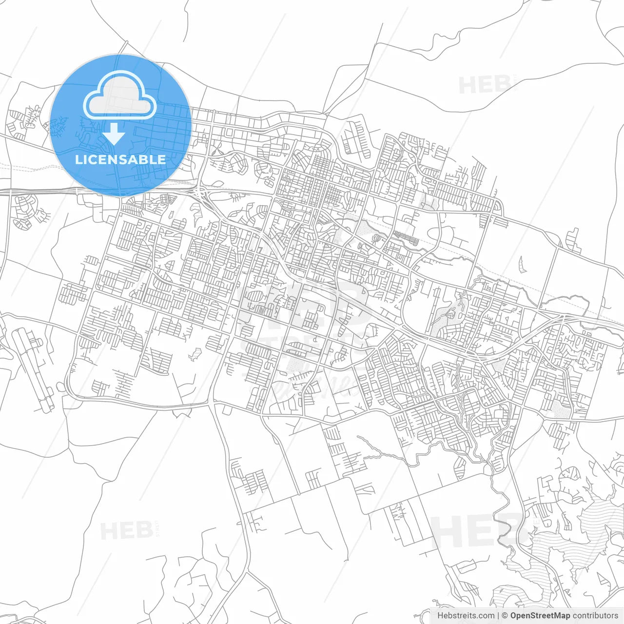 Killeen, Texas, USA, bright outlined vector map