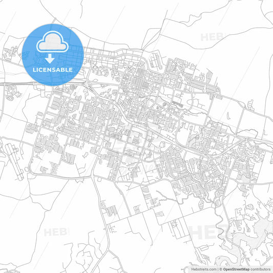 Killeen, Texas, USA, bright outlined vector map