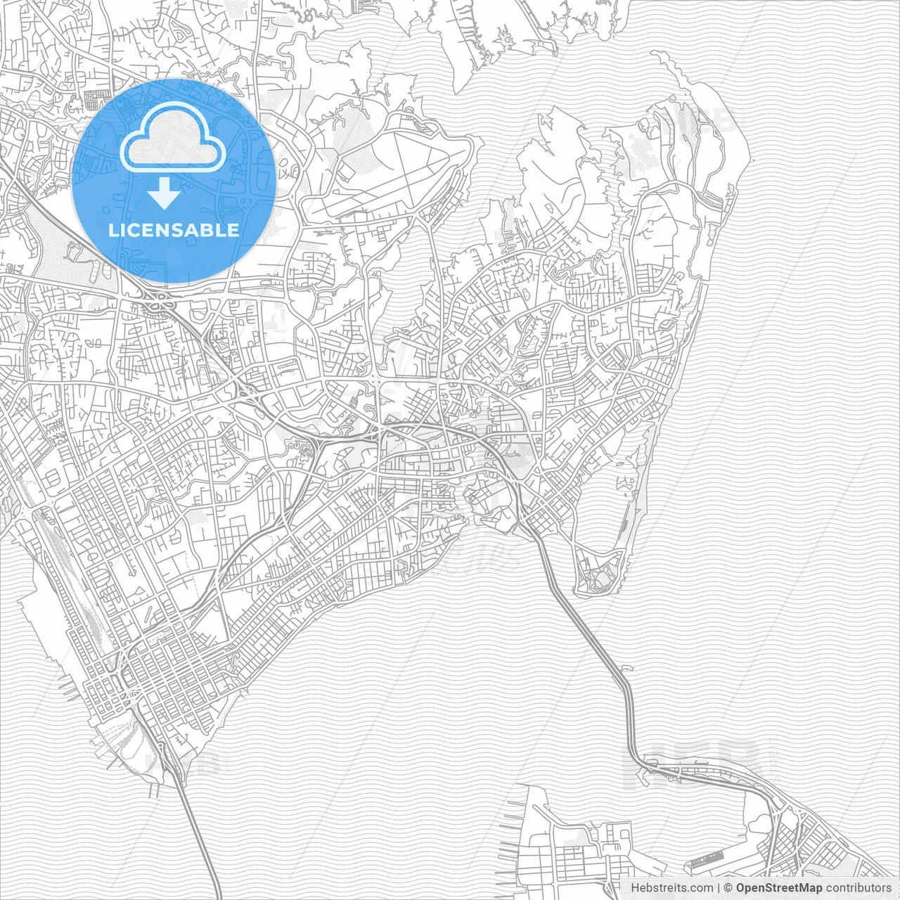 Hampton, Virginia, USA, bright outlined vector map