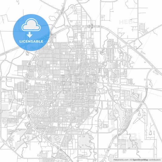 Abilene, Texas, USA, bright outlined vector map