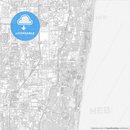 Pompano Beach, Florida, USA, bright outlined vector map