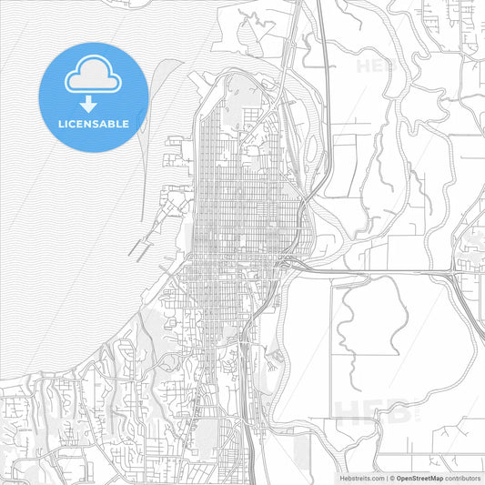 Everett, Washington, USA, bright outlined vector map