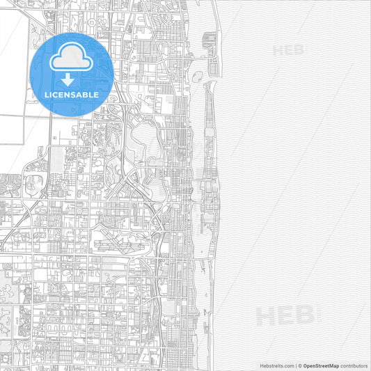 West Palm Beach, Florida, USA, bright outlined vector map