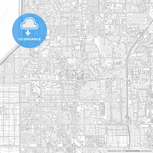 Sunrise, Florida, USA, bright outlined vector map
