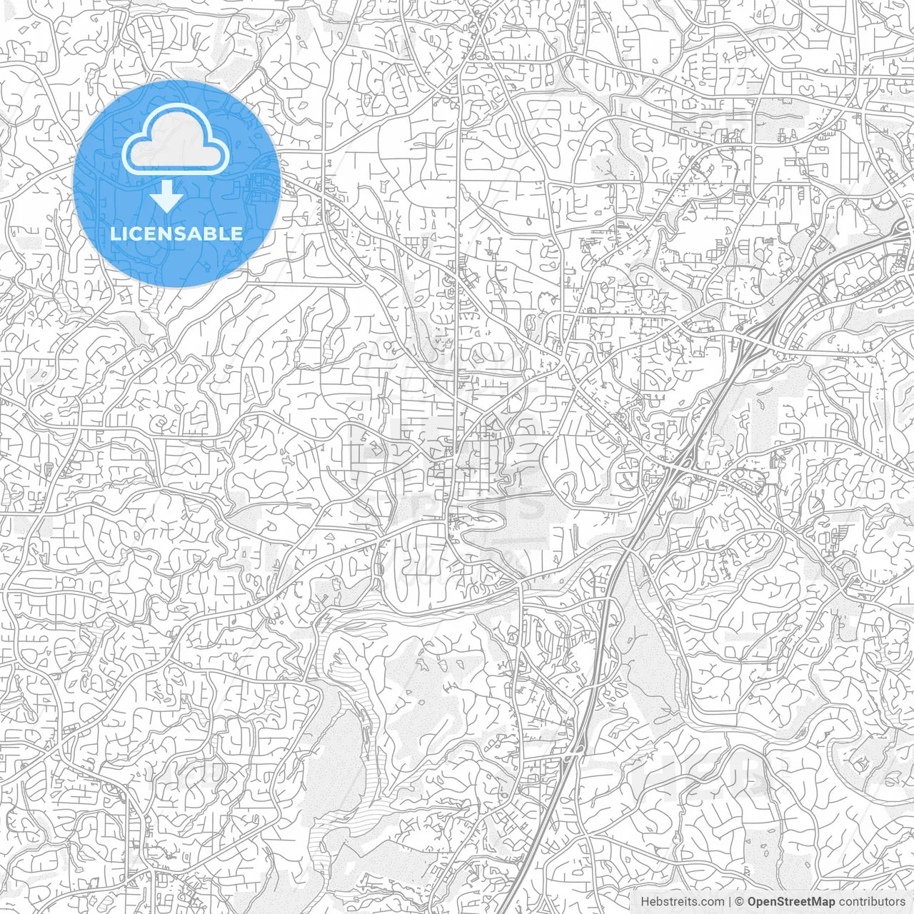 Roswell, Georgia, USA, bright outlined vector map