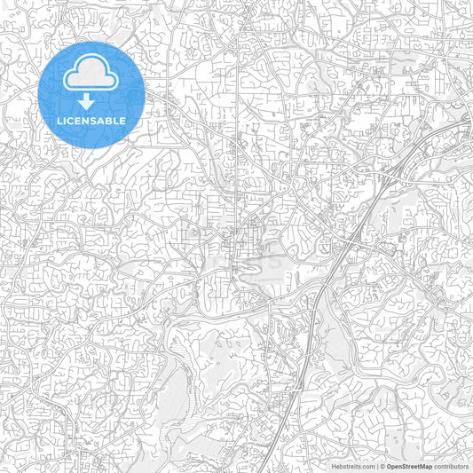Roswell, Georgia, USA, bright outlined vector map