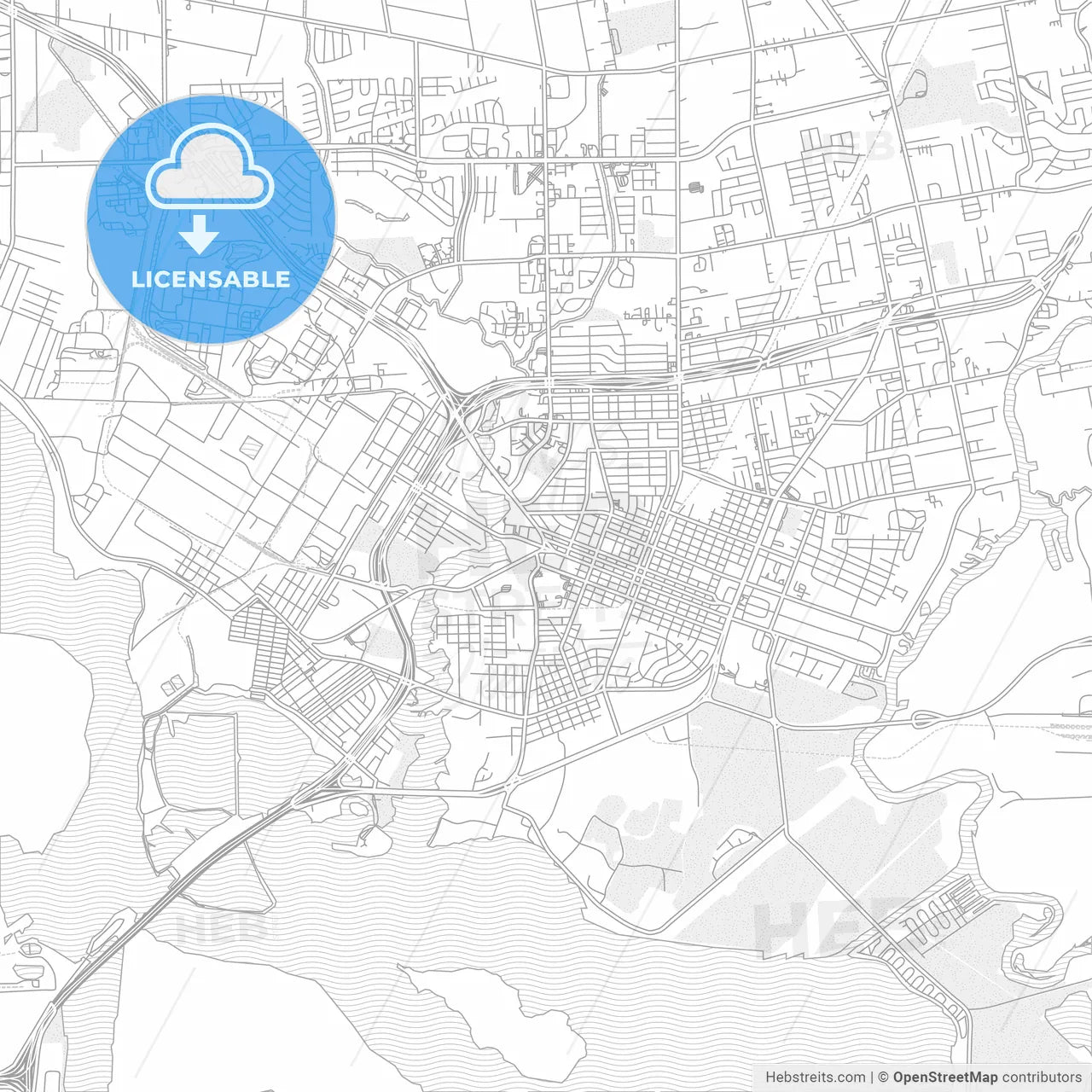 Baytown, Texas, USA, bright outlined vector map