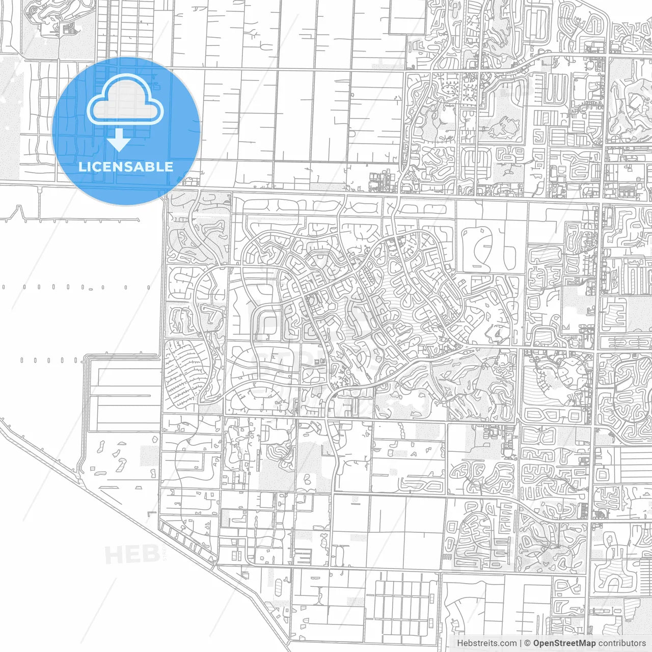 Wellington, Florida, USA, bright outlined vector map